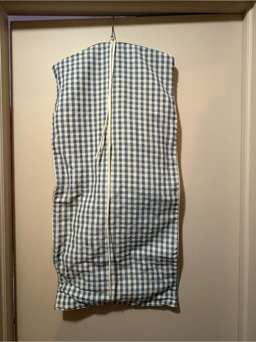 Blue and White Gingham Packing Bag